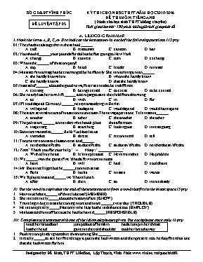 Đề thi chọn học sinh giỏi môn Tiếng Anh Lớp 12 - Năm học 2015-2016 - Sở GD & DDT Vĩnh Phúc (Có đáp án)